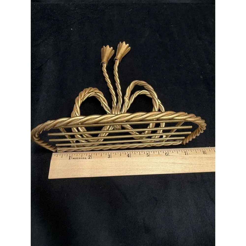 Vintage Gold Metal Bow Wall Shelves (2) & Taper Candle Sconce Coquette Regency